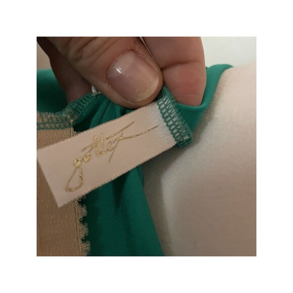 Vintage Gottex Swimsuit Green Gold Baroque Print Scoop Back 12 - Picture 13 of 15